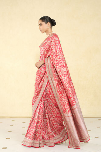 Bhaanavi Handwoven Benarasi Silk Saree, Red, image 4